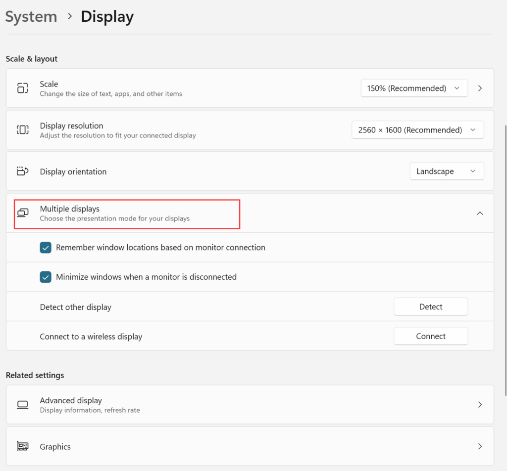 Display setting