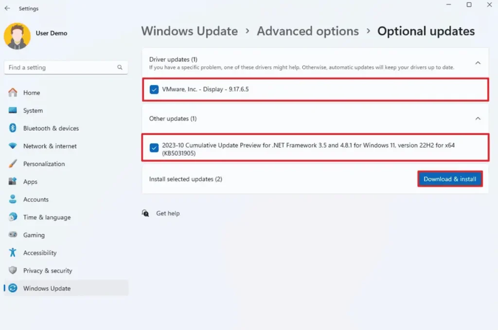 Installing driver updates