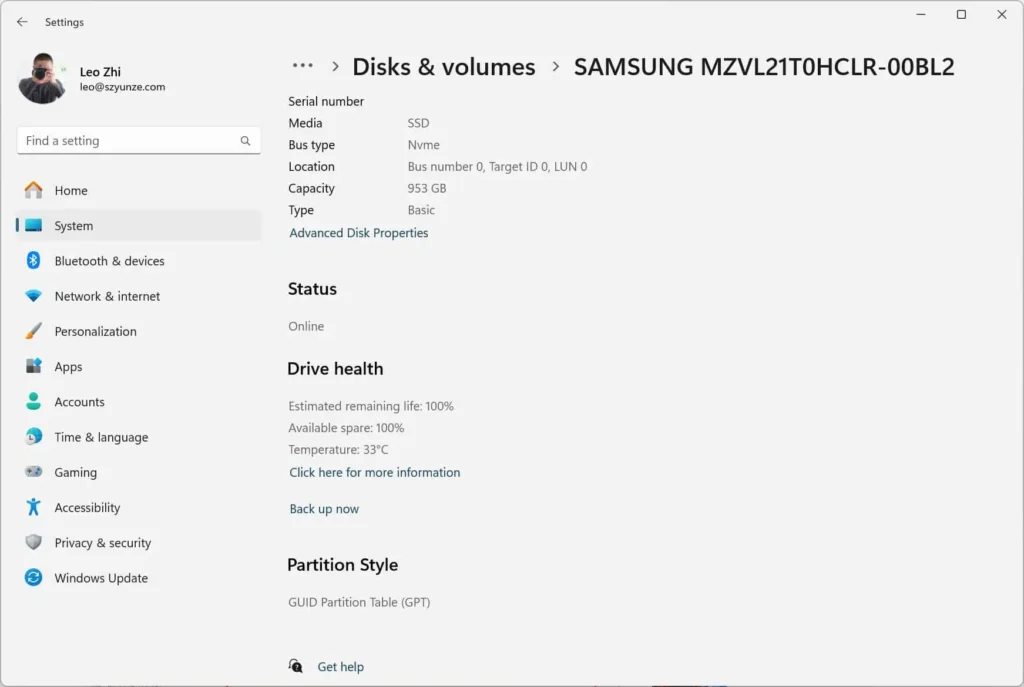 Drive Health via Windows System