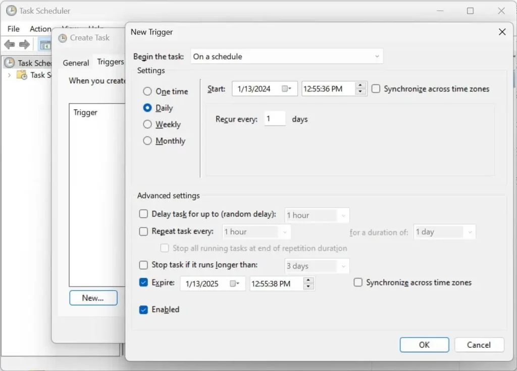 New Trigger of Task Scheduler