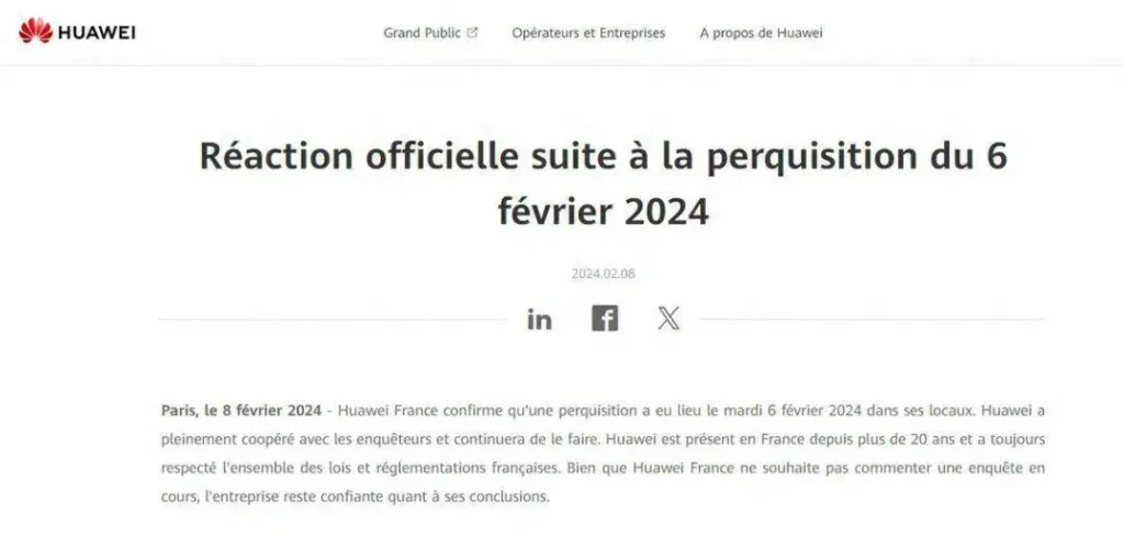 Huawei France denied any wrongdoing