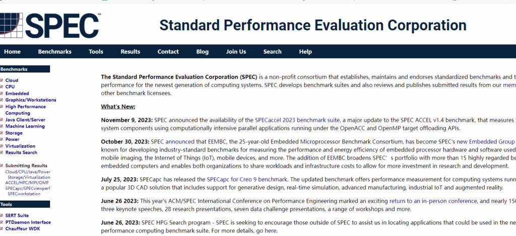 SPEC Standard Persormance Evaluation Corporation