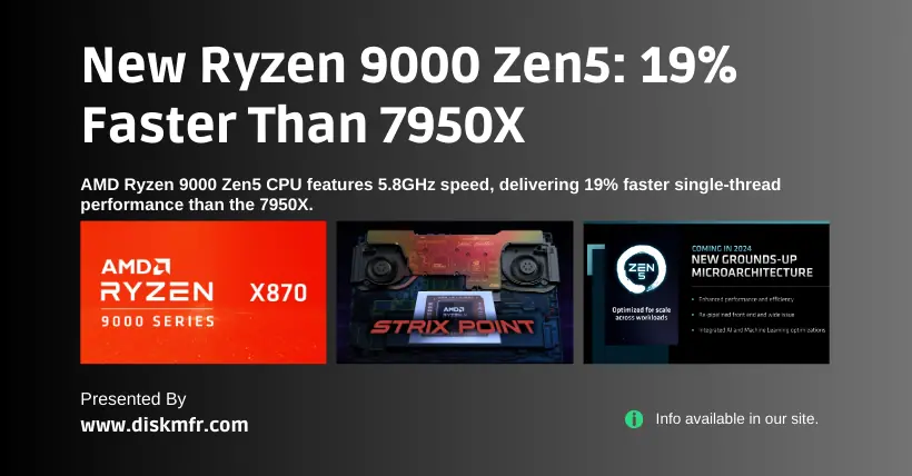 New Ryzen 9000 Zen5 19% Faster Than 7950X