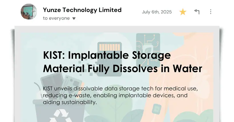 KIST: Implantable Storage Material Fully Dissolves in Water
